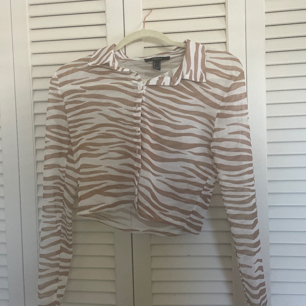 F21 Mesh Zebra Top